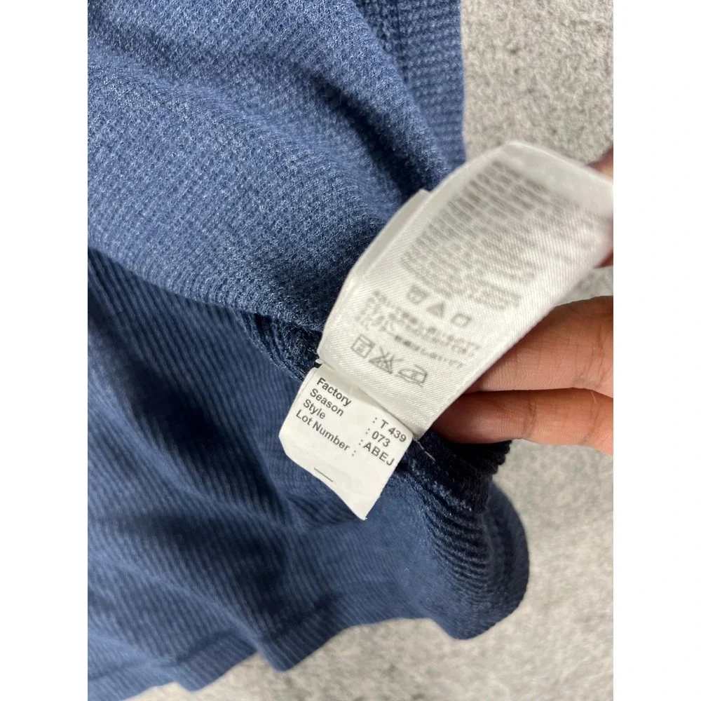 The North Face Henley shirt Mens Blue Large Waffle Knit Thermal Long Sleeve